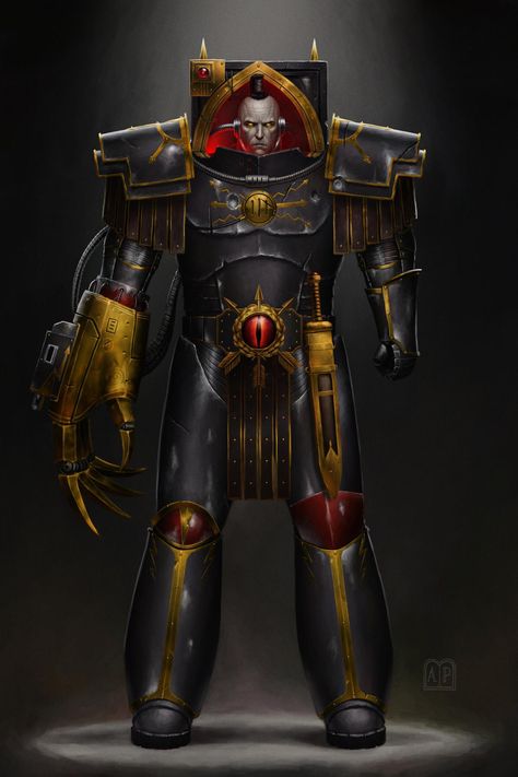 Ezekarion part 1: Ezekyle Abaddon by Ilya ArhPriest Ezekyle Abaddon, Luna Wolves, Dark Souls Concept Art, Chaos Space Marines, Iron Warriors, Space Pirates, Grim Dark, 40k Warhammer, Sons Of Horus