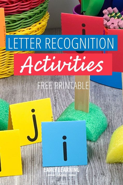 Teach hands-on letter recognition activities with these free printable letter signs. Learn how to help kids recognize letters with these fun, play-based activities. This is the perfect engaging activity for kids in your preschool, pre-k, or kindergarten classroom. Add the signs to your block area, use them with toy cars. Help your kids learn uppercase and lowercase letters, identify the letters in their names, and even use the fun signs to spell simple words. Letter Activities For Preschool Small Groups, Preschool Name Activities, Preschool Activities At Home, Educational Activities For Preschoolers, Letter Recognition Activities, Early Literacy Activities, Phonemic Awareness Activities, Block Play, Block Area