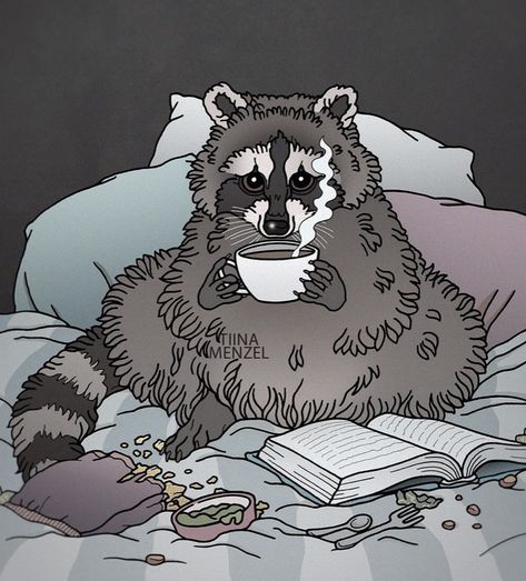 Tiina Menzel, Raccoon Art, Racoon, Coffee, On Instagram, Instagram, Art