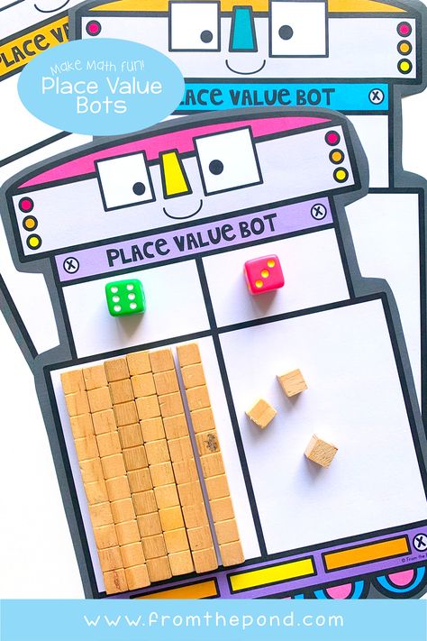 Place Value Robot, Robot Activity, Math Camp, Daily 3 Math, Number Place Value, Math Lab, Place Value Activities, Math Genius, Math Centers Kindergarten