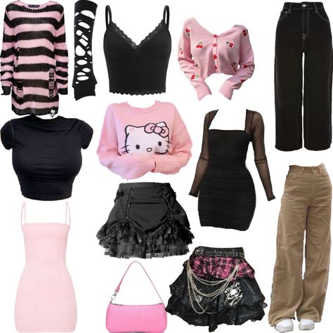 Walmart, Target, Forever 21 2000s Hot Topic Fashion, Hot Topic Outfits Cute, Hot Pink Clothes Aesthetic, Hottopic Outfits, Hot Topic Outfits Aesthetic, Hot Topic Outfits, Clothes Manifestation, Hot Topic Aesthetic, Hot Topic Sanrio