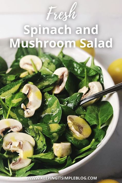 Mushroom Salad Recipe, Simple Spinach Salad, Spinach And Mushroom, Dijon Dressing, Spinach Mushroom, Mushroom Salad, Salad Easy, Keto Vegan, Side Dishes Recipes