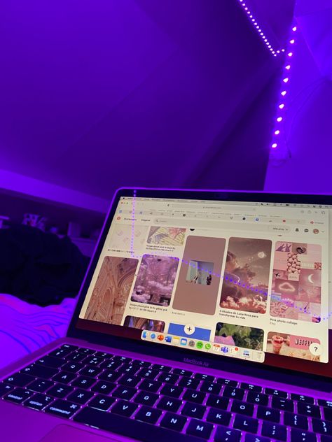 Pinterest Laptop Aesthetic, Pinterest On Laptop Aesthetic, Playing Sims On Laptop Aesthetic, Mac Laptop Aesthetic, Foto Laptop Aesthetic, Laptop Astethic, Mac Book Aesthetic, Led Lights Aesthetic, Laptop Aesthetics