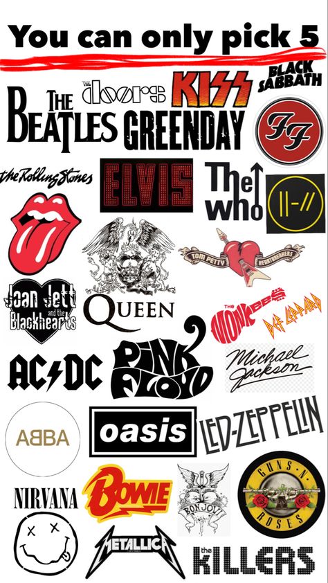 80s Rock Band Logos, Rock Band Stickers Printable, Band Logo Ideas, Rock Band Tattoos, Let Me Design Your Phone, 70s Bands, Rock Band Art, Festa Rock Roll, Stickers Rock