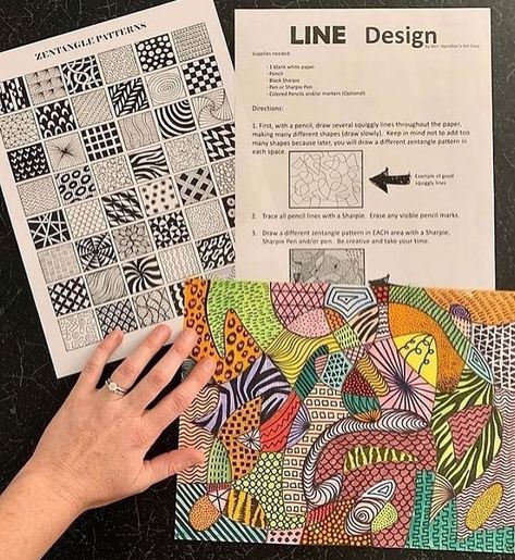 Line Art Projects, Line Art Lesson, School Lines, Art Teacher Resources, Teacher Projects, Middle School Art Projects, Art Lessons Middle School, Jobs In Art, Classroom Art Projects