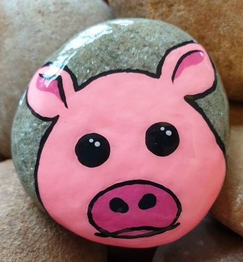 Pig Painting, Painted Rock Animals, Happy Stones, Rock Painting Patterns, Pet Rocks, Kindness Rocks, Rock Painting Art, Painting Patterns, Rock Painting