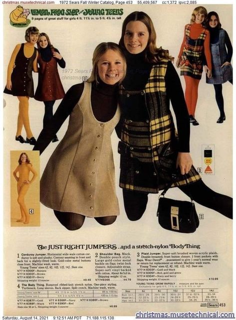 Bob Fashion, 70s Inspired Outfits, Vintage Mail, Plaid Jumper, Wool Tights, 70’s Style, Sears Catalog, 1960's Fashion, 60s 70s Fashion