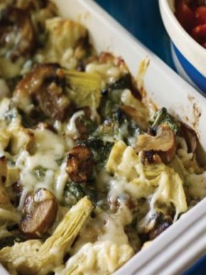 Artichoke Bake, Mushroom Artichoke, Chicken Stripes, Artichoke Casserole, Parmesan Dip, Mushroom Spinach, Cheese Alternatives, Cheesy Spinach, Mushroom Casserole