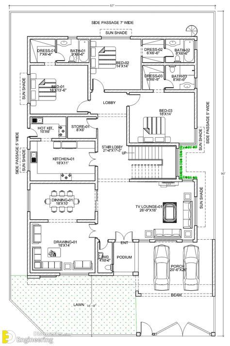 36+ Awesome House Plan Ideas For Different Areas - Engineering Discoveries Budget House Plans, Single Storey House Plans, Building Design Plan, 2bhk House Plan, Three Bedroom House Plan, Unique House Plans, Bungalow Floor Plans, Indian House, Indian House Plans