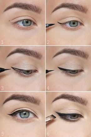 Apply eye liner step by step for darker and long lasting wings also check best eye liners brands by beauty exeperts. Winged Eyeliner Tricks, Eyeliner Trends, Teknik Makeup, Make Up Diy, Winged Eyeliner Makeup, Tutorial Eyeliner, Membentuk Alis, Gold Eyeliner, Perfect Winged Eyeliner