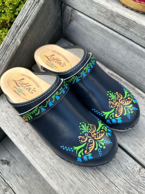 Hand painted clogs swedish womens sig-Fae Painted Clogs, Clogs, Hand Painted