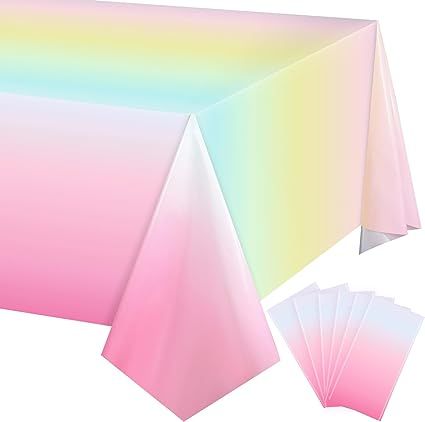 Amazon.com: 3 Pack Pastel Rainbow Tablecloths Rainbow Plastic Tablecloth Rainbow Party Decorations Rainbow Birthday Party Supplies Pastel Table Covers for Birthday Wedding Shower Party Supplies, 108 x 54 Inch : Toys & Games Pastel Table, Rainbow Table, Rainbow Party Decorations, Wedding Shower Party, Table Cloth Decorations, Girl Birthday Decorations, Rainbow Birthday Party, Party Table Cloth, Wedding Party Supplies