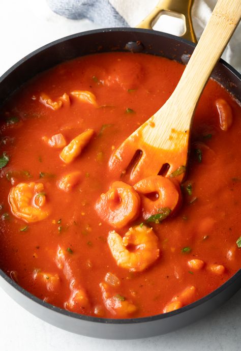 Seafood Marinara (with Shrimp) - A Spicy Perspective Shrimp In Marinara Sauce, Seafood Marinara Recipes, Shrimp Marinara Pasta, Shrimp In Red Sauce, Seafood Marinara Pasta, Seafood Marinara, Shrimp Marinara, Lobster Pasta Recipe, Pasta Marinara