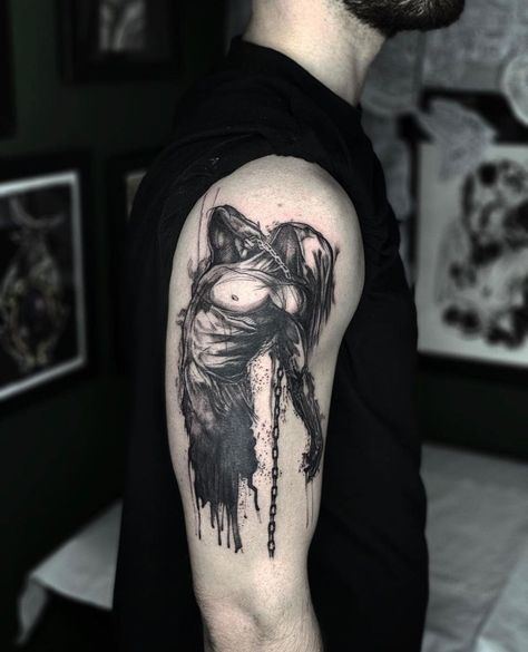 Hammersmith Tattoo London on Instagram: “Custom design based on customer’s reference by @noodles_tattoo ⚡️ To book your tattoo with Archie contact us: ⛓ @noodles_tattoo ⛓…” Macabre Tattoo, If Not Now Then When, Dark Warrior, London Tattoo, Warrior Tattoo, Not Now, Abstract Tattoo, Black Aesthetic Wallpaper, Tattoo Design Drawings