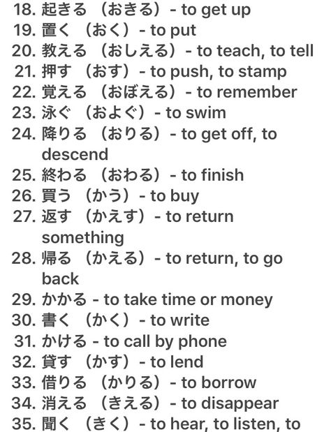 Japanese Verbs List, Verb List, Japanese Verbs, Learn Japan, Jlpt N5, Japanese Grammar, Materi Bahasa Jepang, Basic Japanese Words, Japanese Language Lessons