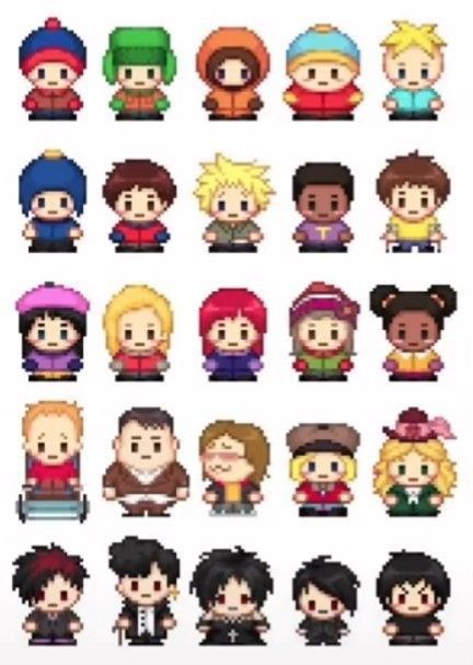 South Park Sprites, South Park Stickers, Southpark Art, Shout Park, Kenny South Park, Goth Kids, Birthday Illustration, Arte 8 Bits, South Park Funny