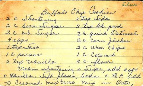 Buffalo Cookies, Cowboy Cookie Recipe, Cookie Deserts, Cowboy Cookies, Skillet Cookie, I'm Sick, Crockpot Soup Recipes, Vintage Dessert, Handwritten Recipes