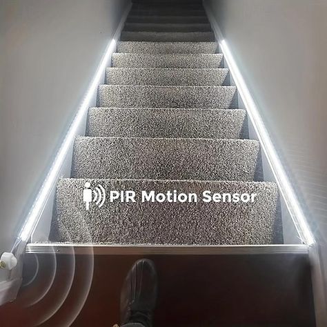 Basement Staircase Lighting, Lighting Behind Couch, Battery Led Lights, Led Lights On Ceiling, Led Bathroom Aesthetic, Lights For Boys Bedroom, Led Baseboard, Ceiling Led Lights, Stair Lights Indoor