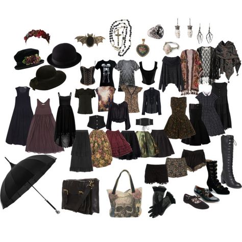 Capsule Wardrobe Witchy, Woodland Goth Aesthetic Outfits, Witchy Clothes Aesthetic Modern, Witch Capsule Wardrobe, Whimsigoth Capsule Wardrobe, Witchy Wardrobe Style, Witchy Capsule Wardrobe, Whimsy Gothic Outfit, Forest Wreath