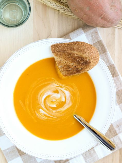 Squash And Sweet Potato Soup, Butternut Squash And Sweet Potato, Sweet Potato Soup Vegan, Butternut Squash Sweet, Vegan Soups, Sweet Potato Soup, Butternut Squash Soup, Bowl Of Soup, Squash Recipes