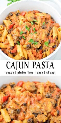 Cajun Pasta Recipes, Resep Pasta, Cajun Pasta, Makanan Diet, Tasty Vegetarian Recipes, Pudding Desserts, Meatless Meals, Vegan Dinner Recipes, Vegan Eating