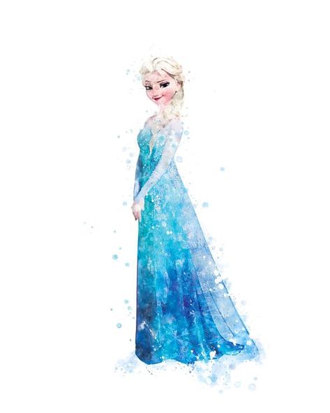 Princess Elsa Print Watercolor Printable Frozen Wall Art Princess Elsa Frozen Art Print Poster Kids Elsa Printable, Frozen Watercolor, Elsa Frozen Birthday, Frozen Wall Art, Film Frozen, Frozen Castle, Disney Frames, Frozen Art, Cute Captions