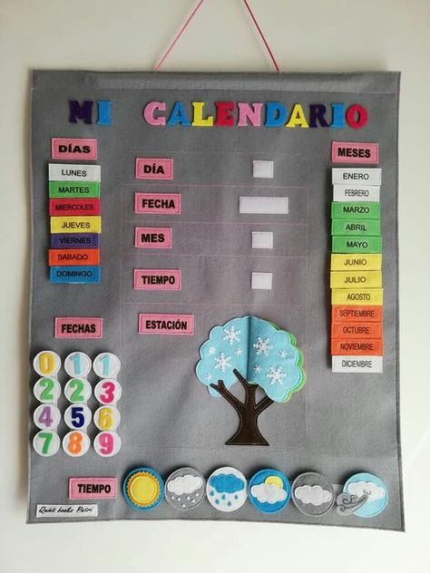 Materiales Educativos para Maestras de Preescolar, Infantil y Primaria | Ideas educativas para implementar en tu aula 👩‍🏫 Preschool Calendar Ideas, Preschool Calendar, Interactive Calendar, Homeschool Preschool Activities, Classroom Calendar, Math Work, Aktivitas Montessori, Diy Classroom, Kids Calendar