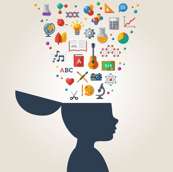 Silhouette with education icons and symbols in their head. Ngss Science, Second Grade Science, Interdisciplinary Studies, Kid Science, First Grade Science, School Icon, Easy Science Experiments, Kindergarten Science, Stem Projects