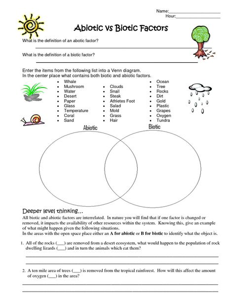 Abiotic and Biotic Factors Worksheet Best Ecosystem Worksheet Factors Worksheet, Biotic And Abiotic Factors, Biotic Factors, Abiotic Factors, Biotic And Abiotic, Biology Worksheet, 7th Grade Science, Interactive Science, Social Studies Worksheets