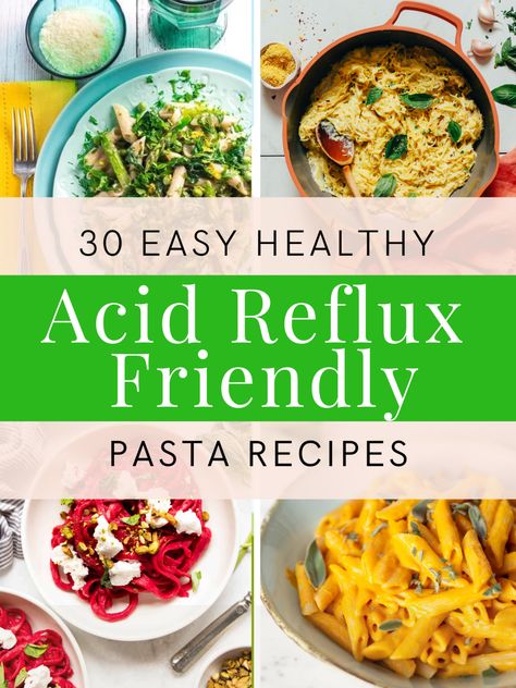 30 Easy Healthy Acid Reflux-Friendly Pasta Recipes - The GERD Chef Gerd Diet Vegetarian, Gerd Friendly Pizza, Gerd Friendly Pasta Recipes, Gerd Friendly Crockpot Recipes, Acid Reflux Dinner Recipes, Gerd Pasta Recipes, Gerd Crockpot Recipes, Gerd Friendly Meals, Gerd Diet Recipes Meals