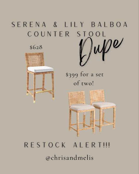 Counter Stool Ideas, Counter Stools Kitchen Island, Balboa Counter Stool, Stools Kitchen Island, Rattan Counter Stools, Stools Kitchen, Kitchen Island Ideas, Designer Looks, Serena Lily