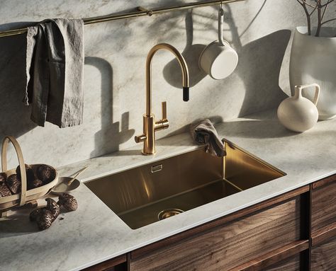 Sink 8040 PVD Brass Rear Extension, Kitchen Extension, Minimalist Home, Kitchen Sink, Dream House, Honey, Flooring, Stainless Steel, Gold