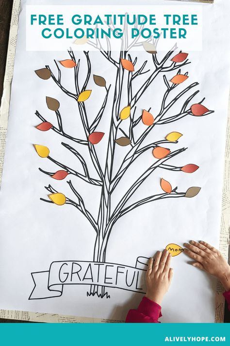 Poster Free Printable, Giant Coloring Poster, Gratitude Tree, Boho Tree, Thankful Tree, Stem Crafts, Engineer Prints, Free Thanksgiving, Kids Journal