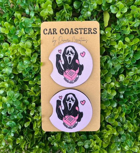 Spooky Phone Call Ghost Face Car Coaster Set of 2 | Scream Face Car Coasters | Horror Movie Car Coasters | Spooky Season | Halloween Decor Scream Face, Forest Theme Wedding, How To Make Coasters, Ghost Face, Coaster Design, Ghost Faces, Cars Movie, Car Gifts, Free Halloween