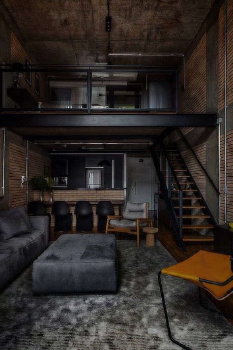 Industrial Decor Living Room, Industrial Loft Design, Loft House Design, Industrial Home Design, Loft Interior Design, Loft Interiors, Industrial Interior Design, Loft House, Loft Design