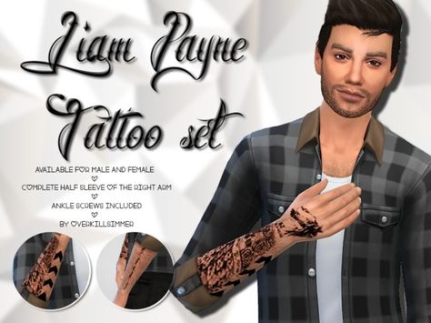 LiliSimmer's Liam Payne Tattoo set Sims 4 One Direction Cc, Sims 4 One Direction, One Direction Sims 4 Cc, Sims 4 Cc Tattoos Men, Ts4 Tattoo Cc, The Sims 4 Cc Tattoos, Sims 4 Cc Tattoos, Megan Fox Tattoo, Cc Accessories