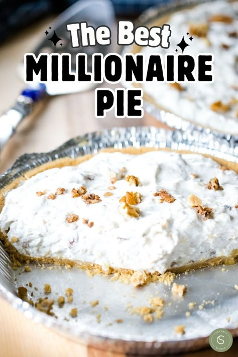 sliced millionaire pie Millionaire Pie Recipe, Muddy Buddy Recipes, Millionaire Pie, Blueberry Pies, Best Pie Recipes, No Bake Pie, Baking Recipes Pie, Delicious Breakfast Casserole, Pineapple Dessert