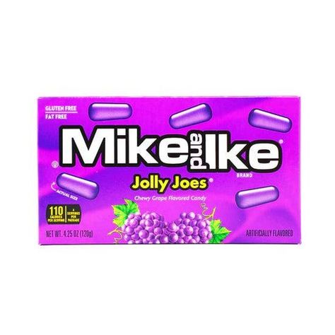 Chewy Candies from Mike and Ike You don't have to be a "Joe" to make it a jolly movie night!  The Mike And Ike Jolly Joes Theatre Pack will just make it jolly by default! Each morsel of this chewy candy is bursting with all the grape flavour you can handle! Or can you? Find out, with the Mike And Ike Jolly Joes! Classic Retro Candy Made in the USA Kosher Certified Parve Gluten-Free All our candy is hand selected to insure your box is filled with a variety of rare treats.  Price is for 1 unit onl Bazooka Bubble Gum, Grape Picking, Soda Italiana, Mike And Ike, Laffy Taffy, Giant Candy, Cookie Dough Bites, Tim Tam, Candy Brands