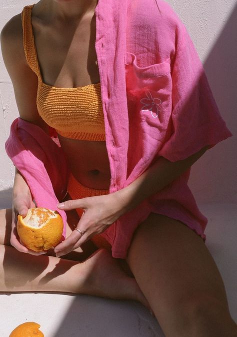 Hibiscus Shirt, Pink Mimosa, Summer Sets, Orange Fits, Orange Outfit, Special Clothes, Pink Lingerie, Pink Beach, Pink Vibes