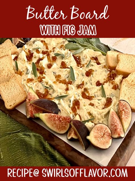 Roasted Garlic Butter Board, Garlic Butter Board, Roasted Garlic Butter, Fig Butter, Roasted Garlic Recipe, Fig Jam Recipe, Butter Board, Gourmet Appetizers, Mini Bagels