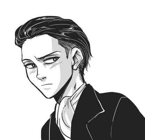 Levi with hair slicked back Art by drinkyourfuckingmilk at tumblr.com Back Hair Drawing, Levi Art, Hair Slicked Back, Levi X Reader, Slick Back Hair, Anime Hairstyles Male, Slicked Hair, Hair Drawing, Slick Back