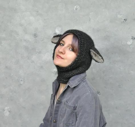 Knitted Hat With Ears, Animal Balaclava, Knit Animal Hat, Balaclava With Ears, Cute Crochet Hat, Sheep Hat, Chunky Crochet Hat, Crochet Balaclava, Knit Balaclava