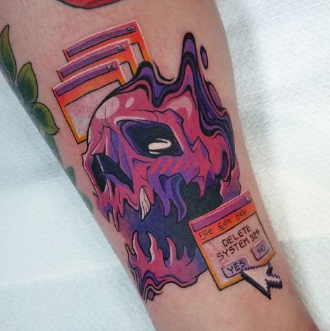 Vaporwave Tattoo Ideas, Vaporwave Tattoo, Drawing Monsters, Black Drawing, Tattoos Inspiration, A Skull, Simplistic Tattoos, Tattoo Inspo, Inspirational Tattoos