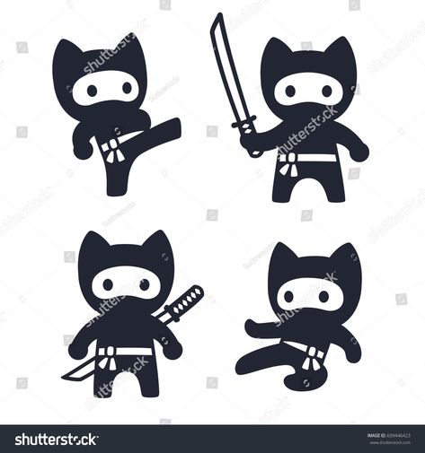 Cute cartoon ninja cat set. Adorable vector black and white drawings in simple modern Japanese style. #Ad , #AD, #set#Adorable#vector#cat Ninja Drawing, Cartoon Ninja, Fancy Handwriting, Cat Ninja, Ninja Illustration, Japanese Cartoon Characters, Modern Japanese Style, Black And White Drawings, Cartoon Drawings Sketches