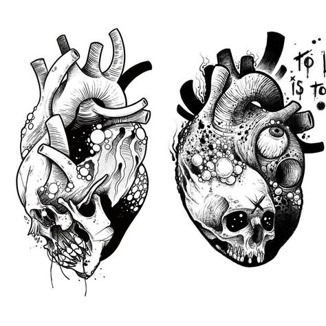 Heart And Skull Drawing, Realistic Heart Tattoo Designs, Creepy Heart Tattoo, Skull And Heart Tattoo, Creepy Tattoo Ideas Dark Art, Dark Heart Tattoo, Scary Tattoos Dark Art, Dark Flash Tattoo, Realistic Skull Tattoo Design