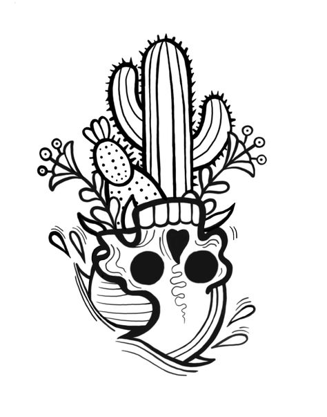 Gothic Flash Art, Old School Tattoo Women, Sugar Skull Art Drawing, Traditional Tattoo Designs, Cactus Tattoo, Witch Coloring Pages, Skull Art Drawing, Doodle Art Journals, Traditional Tattoo Art