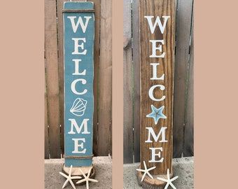 Coastal Welcome Sign, Beach Welcome Sign, Beach House Front Door, Welcome Wood Sign, Beach House Gift, Welcome Signs Front Door, Outdoor Welcome Sign, Entryway Signs, Beach House Signs