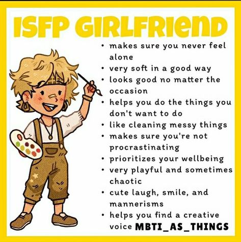 Isfp Girlfriend, Isfp And Enfp, Isfp Memes, Isfp Relationships, Istj Relationships, Isfp Personality, Personality Chart, Mbti Relationships, Mbti Character