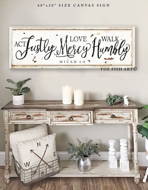 Act Justly Love Mercy Walk Humbly Sign Modern Farmhouse Decor - Etsy Diy Farmhouse Ideas, Rustic Farmhouse Living Room, Walk Humbly, Saint Augustine, Farmhouse Decor Living Room, Cabin Ideas, Farmhouse Furniture, Farmhouse Dining Room, Decoration Inspiration