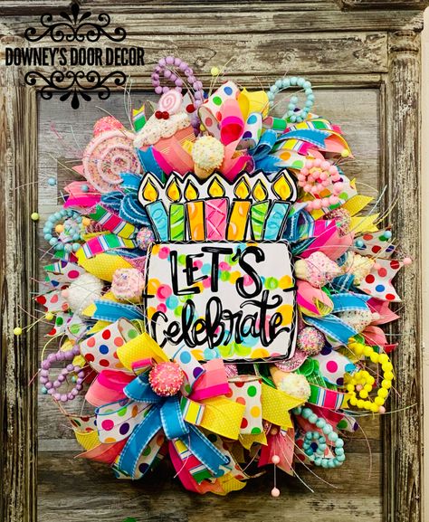 Birthday Wreaths For Front Door, Birthday Wreath Diy, Crafts Wreaths, Children Ministry, Birthday Door, Birthday Wreath, Birthday One, Happy Birthday Celebration, Creative Box